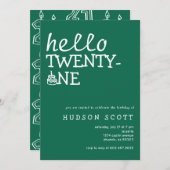Invitation 21e Fête d'Anniversaire Homme Bonjour Vingt et un (Devant / Derrière)