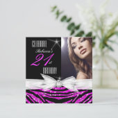 Invitation 21e fête d'anniversaire Hot Pink 21 Zebra Photo 3 (Debout devant)