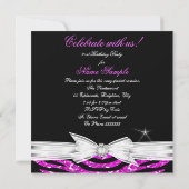 Invitation 21e fête d'anniversaire Hot Pink 21 Zebra Photo 3 (Dos)