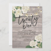 Invitation 21e fête d'anniversaire Hydrangea Fleurs Lumières  (Devant)