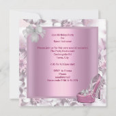 Invitation 21e fête d'anniversaire Martini rose haut talon Fl (Dos)