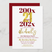 Invitation 21e fête d'anniversaire moderne (Devant / Derrière)