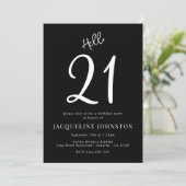 Invitation 21e fête d'anniversaire Noir et blanc (Debout devant)