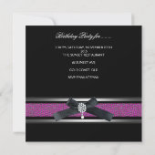 Invitation 21e fête d'anniversaire Noir violet rose argent (Dos)