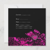 Invitation 21e fête d'anniversaire Pink Bow Black Floral 21 (Dos)
