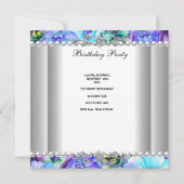 Invitation 21e fête d'anniversaire Purple Floral White Pearl (Dos)