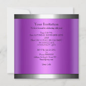 Invitation 21e fête d'anniversaire Purple Pink Silver (Dos)