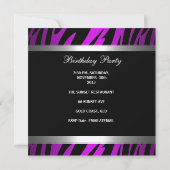 Invitation 21e fête d'anniversaire Purple Zebra Black Jewel (Dos)