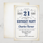 Invitation 21e fête d'anniversaire - Retro Creamy White et Na (Devant / Derrière)