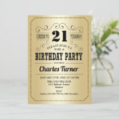 Invitation 21e fête d'anniversaire - Retro Gold Black (Debout devant)