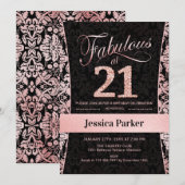 Invitation 21e fête d'anniversaire - Rose Gold Black (Devant / Derrière)