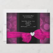 Invitation 21e fête d'anniversaire rose noir blanc bulles (Dos)