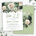 Invitation 21e fête d'anniversaire Sage Green Floral<br><div class="desc">Sage vert floral 21e anniversaire invitation pour une fête d'anniversaire amusante</div>