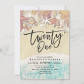 Invitation 21e fête d'anniversaire Summer Beach Starfish Seas (Devant)