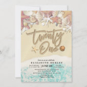 Invitation 21e fête d'anniversaire Summer Beach Starfish Seas (Devant)