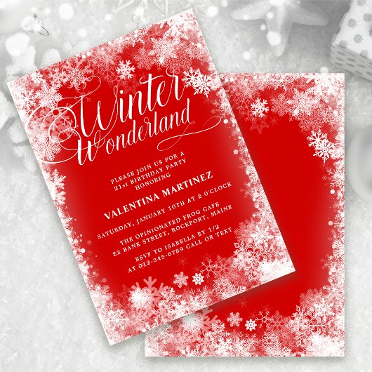 Invitation 21e fête d'anniversaire Wonderland Snowflake