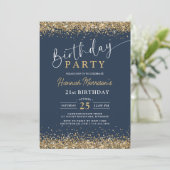 Invitation 21e Marine Parties scintillant d'or bleu n'importe (Debout devant)
