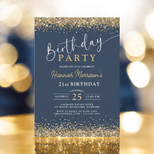 Invitation 21e Marine Parties scintillant d'or bleu n'importe