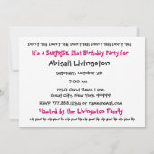 Invitation 21e Modèle d'invitation à la fête d'anniversaire S (Dos)