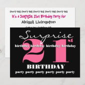 Invitation 21e Modèle d'invitation à la fête d'anniversaire S (Devant / Derrière)