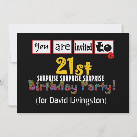 Invitation 21e Modèle d'invitation à la fête d'anniversaire S (Devant)