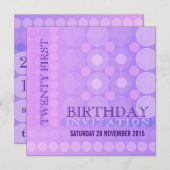 Invitation 21e Motif de points funky Pink+Lilac Anniversaire (Devant / Derrière)
