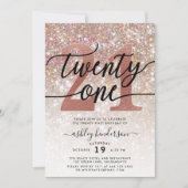 Invitation 21e Parties scintillant Champagne Anniversaire (Devant)