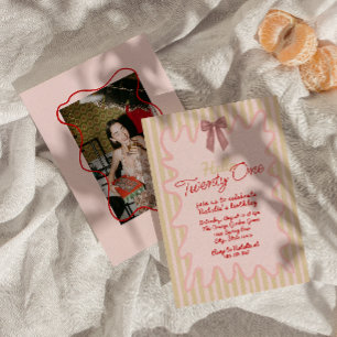 Invitation 21e photo de cadre de vague de fond de bois dessin