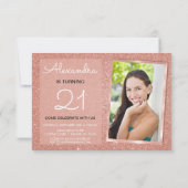 Invitation 21e Sparkle Rose Gold Blush Pink Photo (Dos)