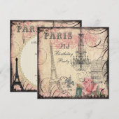 Invitation 21ème anniversaire chic de Tour Eiffel et de (Devant / Derrière)
