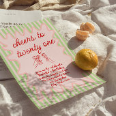 Invitation 21ème Anniversaire de la main rose dessinée