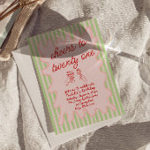 Invitation 21ème Anniversaire de la main rose dessinée