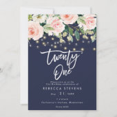 Invitation 21ème anniversaire de marine rustique florale de (Devant)