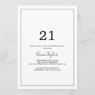 Invitation 21ème anniversaire minimaliste