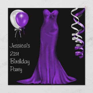 Invitation 21ème anniversaire pourpre blanc noir de robe