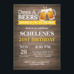 Invitation 21ème anniversaire rustique d'acclamations et de<br><div class="desc">21ème carte rustique d'invitation d'anniversaire d'acclamations et de bières. Anniversaire adulte. Jaune. 16ème 18ème 20ème 21ème 30ème quarantième cinquantième soixantième soixante-dixième quatre-vingtième quatre-vingt-dixième 100th. Tout âge. Pour davantage de personnalisation,  cliquez sur svp la "personnaliser il" bouton et utilisez notre outil de conception pour modifier ce modèle.</div>