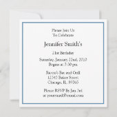 Invitation 21ème Bleu de damassé d'invitations de fête (Dos)