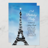 Invitation 21ème bleu de scintillement d'invitation (Devant / Derrière)