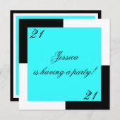 Invitation 21ème bleu simple de fête d'anniversaire de (Devant / Derrière)