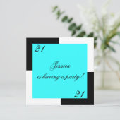 Invitation 21ème bleu simple de fête d'anniversaire de (Debout devant)