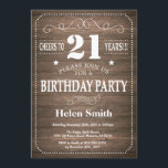 Invitation 21ème cru rustique d'invitation d'anniversaire<br><div class="desc">21ème invitation rustique d'anniversaire avec l'arrière - plan en bois rustique. Cru rétro. Anniversaire adulte. Anniversaire masculin d'hommes ou de femmes. Enfants garçon ou Madame Teen Teenage Bday Invite de fille. 13ème 15ème 16ème 18ème 20ème 21ème 30ème quarantième cinquantième soixantième soixante-dixième quatre-vingtième quatre-vingt-dixième 100th. Tout âge. Pour davantage de personnalisation,...</div>