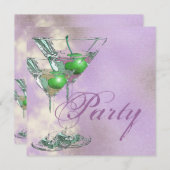 Invitation 21ème élégant vert rose (Devant / Derrière)