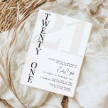 Invitation 21ème fête d'anniversaire minimaliste Vingt et un<br><div class="desc">Cette invitation minimaliste à la fête du 21ème anniversaire de typographie est parfaite pour une fête d'anniversaire moderne. Personnalisable dans n'importe quelle couleur. Gardez le design minimal et élégant, en l'état, ou personnalisez-le en ajoutant vos propres graphiques et artwork. Pour une personnalisation plus avancée de cette conception, par exemple la...</div>