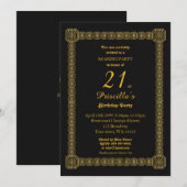Invitation 21ème, fête d'anniversaire, style de Gastby, noir (Devant / Derrière)