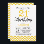 Invitation 21ème Jaune Chevron d'invitation d'anniversaire<br><div class="desc">21ème Invitation d'anniversaire avec Chevron jaune. Noir et blanc. Anniversaire adulte. Invitation d'anniversaire d'homme ou de femmes. Pour davantage de personnalisation,  cliquez sur svp la "personnaliser il" bouton et utilisez notre outil de conception pour modifier ce modèle.</div>
