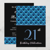Invitation 21ème Le paon bleu d'anniversaire fait varier le (Devant / Derrière)