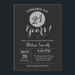 Invitation 21ème Noir d'invitation d'anniversaire et parties<br><div class="desc">21ème Noir d'invitation d'anniversaire et carte de parties scintillantes d'argent. Pour davantage de personnalisation,  cliquez sur svp la "personnaliser il" bouton et utilisez notre outil de conception pour modifier ce modèle.</div>