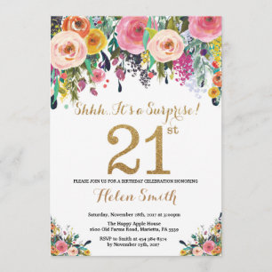Invitation 21ème or d'invitation d'anniversaire de surprise