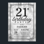 Invitation 21ème Parties scintillantes d'argent d'invitation<br><div class="desc">21ème Invitation d'anniversaire avec les lumières argentées de ficelle avec l'arrière - plan argenté de parties scintillantes. Anniversaire argenté. Anniversaire adulte. Invitation d'anniversaire d'hommes ou de femmes. 13ème 15ème 16ème 18ème 20ème 21ème 30ème quarantième cinquantième soixantième soixante-dixième quatre-vingtième quatre-vingt-dixième 100th, tout âge. Pour davantage de personnalisation, cliquez sur svp la...</div>