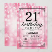 Invitation 21ème Parties scintillantes de rose d'invitation (Devant / Derrière)